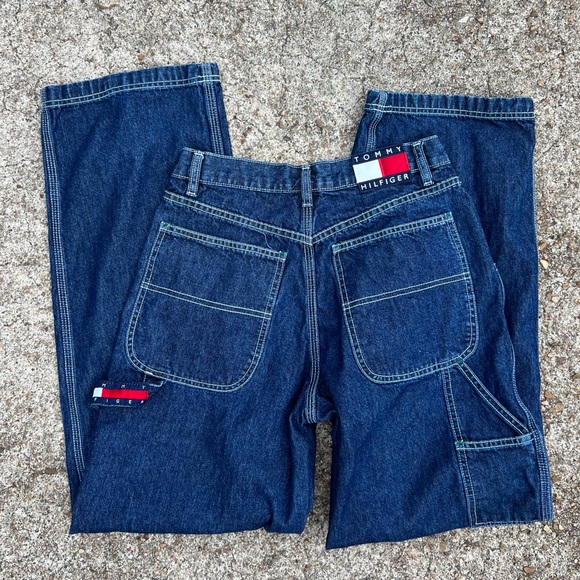 Vintage 90s! Tommy Hilfiger Denim Jeans 28/30 Big Logo Work Retro Skater - Picture 1 of 8
